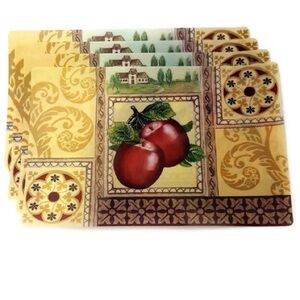 Modern Farmhouse Rustic Apple Placemats Rustic Shabby Chic 4 Piece Set New
